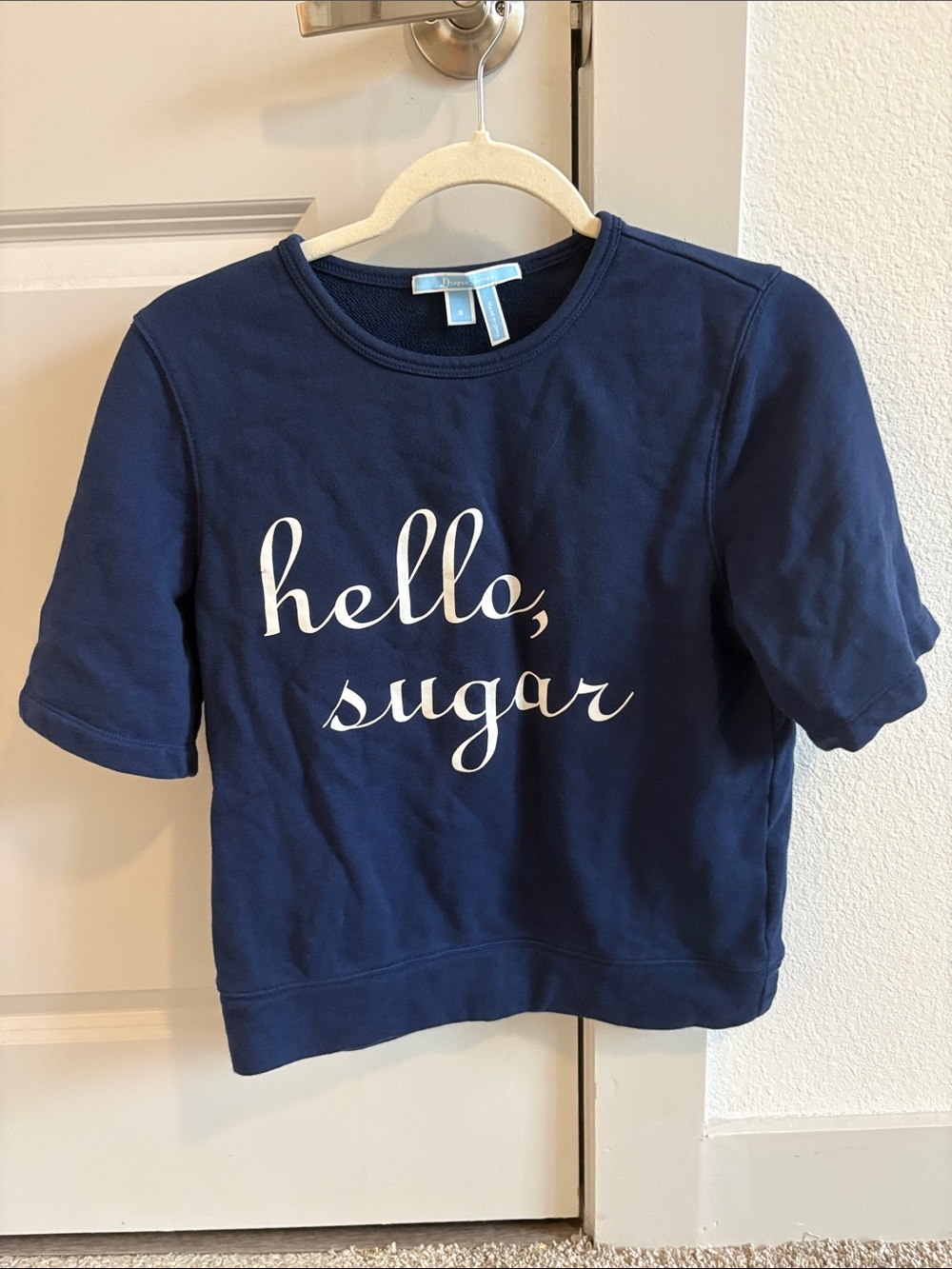 Draper James Navy "hello, sugar" Short-Sleeve Sweatshirt